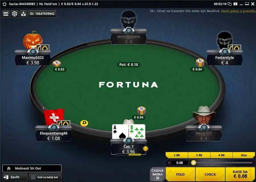 FORTUNA Poker – Freerolly, bonus 300 Kč a €10 vstupenka