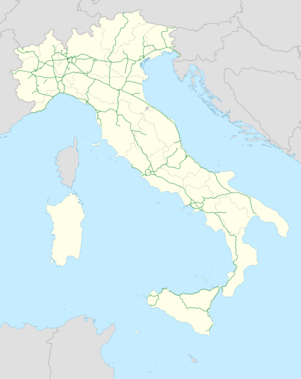 Síť dálnic v Itálii - mapa