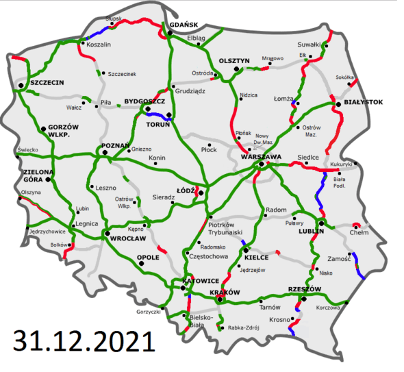 Mapa polských dálnic